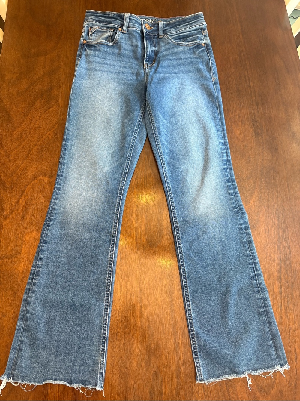 Maurices Edgely Raw Hem Mid-Rise Slimboot Blue Denim Jeans